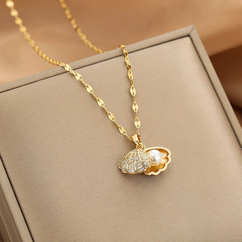 Korean Hidden Pearl Shell Necklace