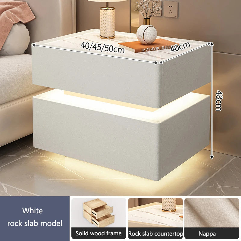 Smart LED Bedside Table with Wireless Charging & Lock