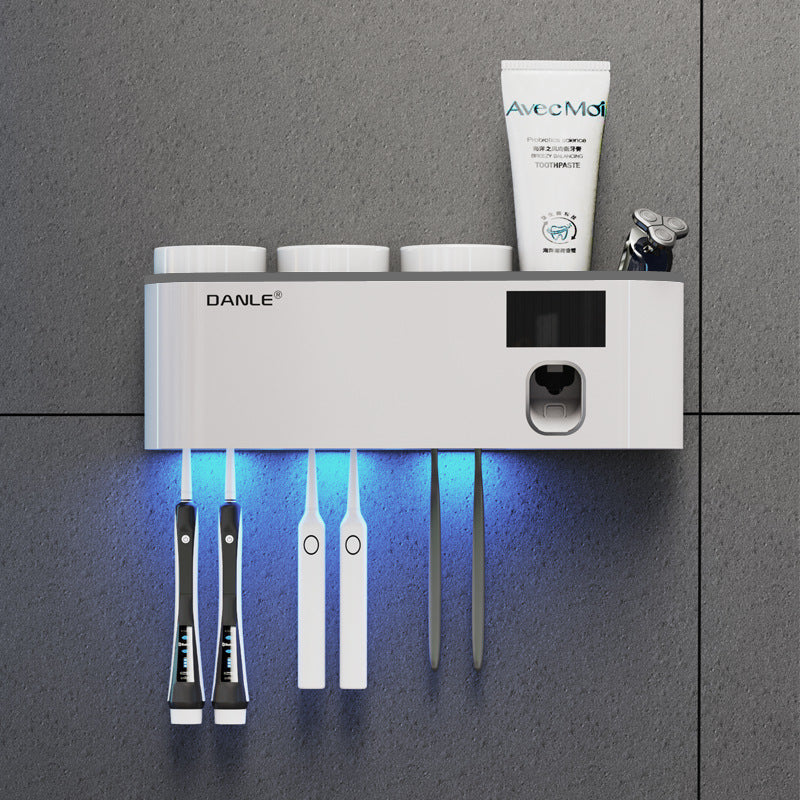 Smart UV Toothbrush Sanitizer with Wireless Holder & Dispenser