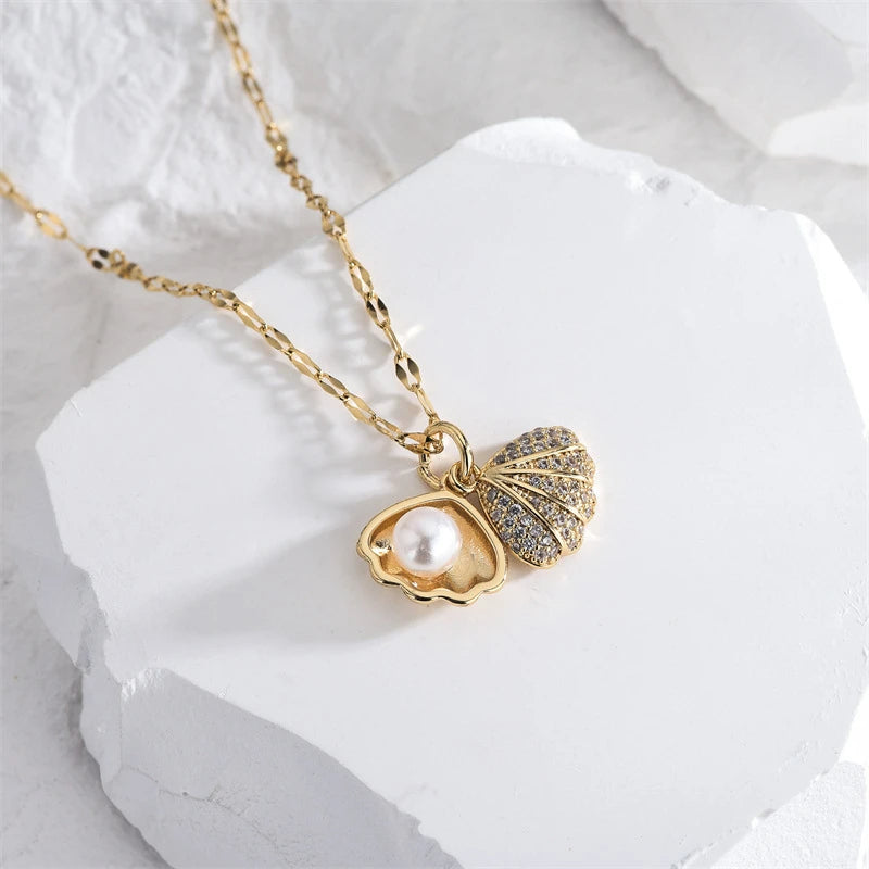 Korean Hidden Pearl Shell Necklace