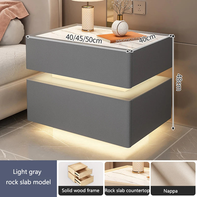 Smart LED Bedside Table with Wireless Charging & Lock