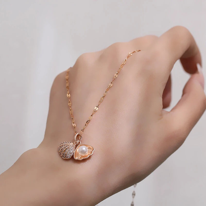 Korean Hidden Pearl Shell Necklace