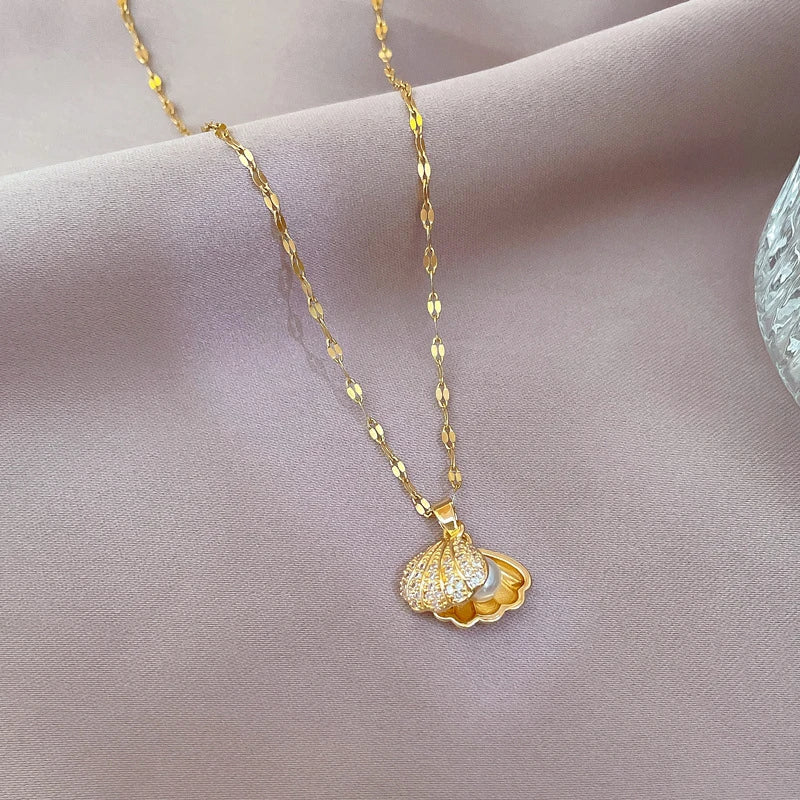 Korean Hidden Pearl Shell Necklace