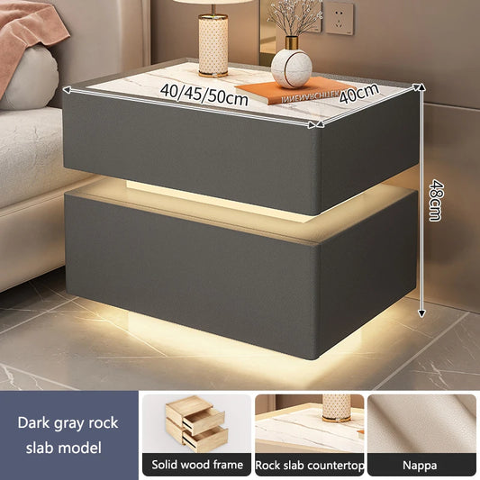 Smart LED Bedside Table with Wireless Charging & Lock